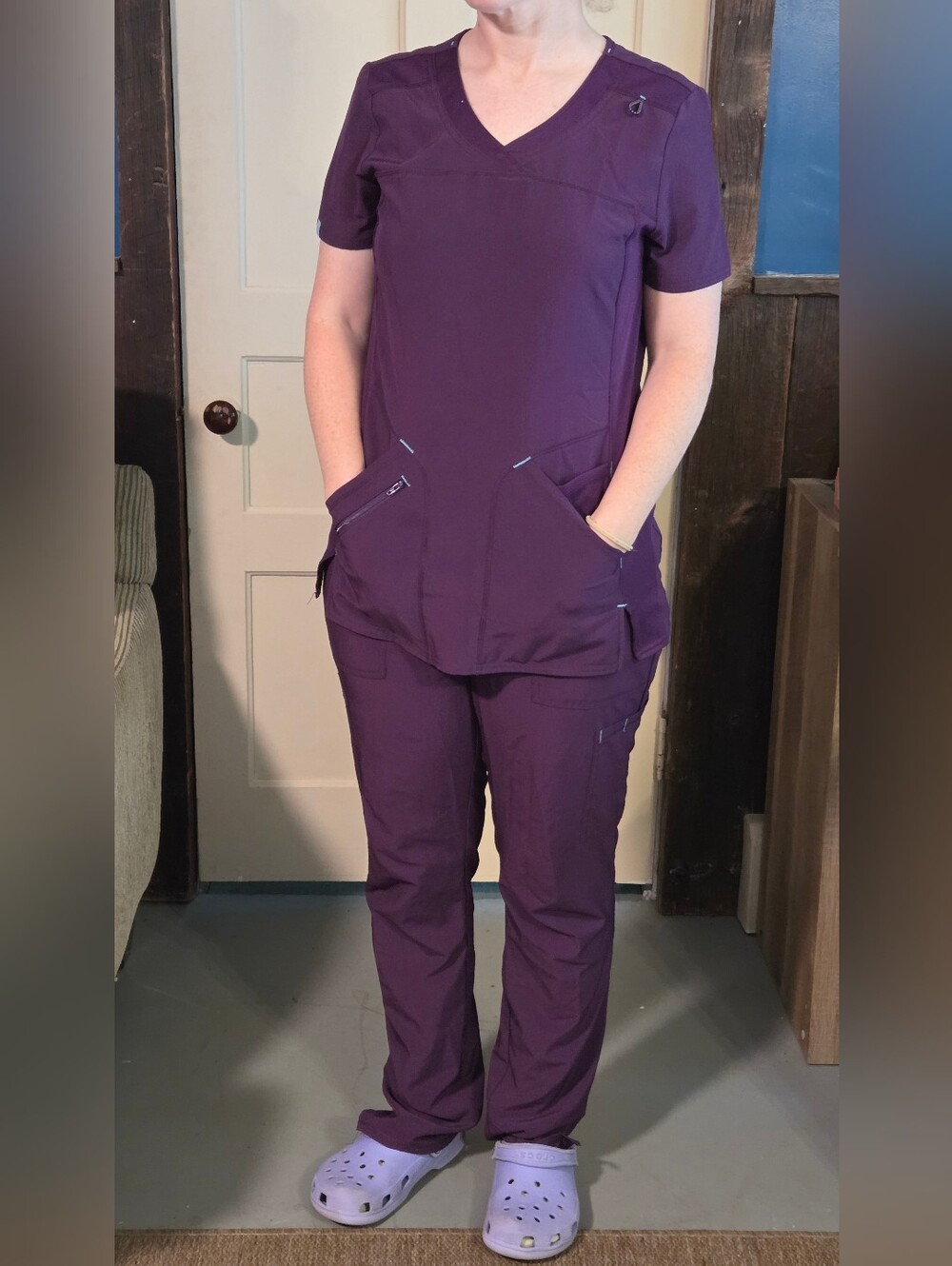 Women's Purple V-Neck Scrubstar Medical Scrub Set